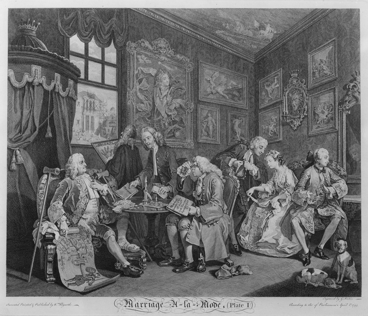 Małżeństwo a la Mode, Tablica I, Ugoda Małżeńska, 1745 autorstwa William Hogarth