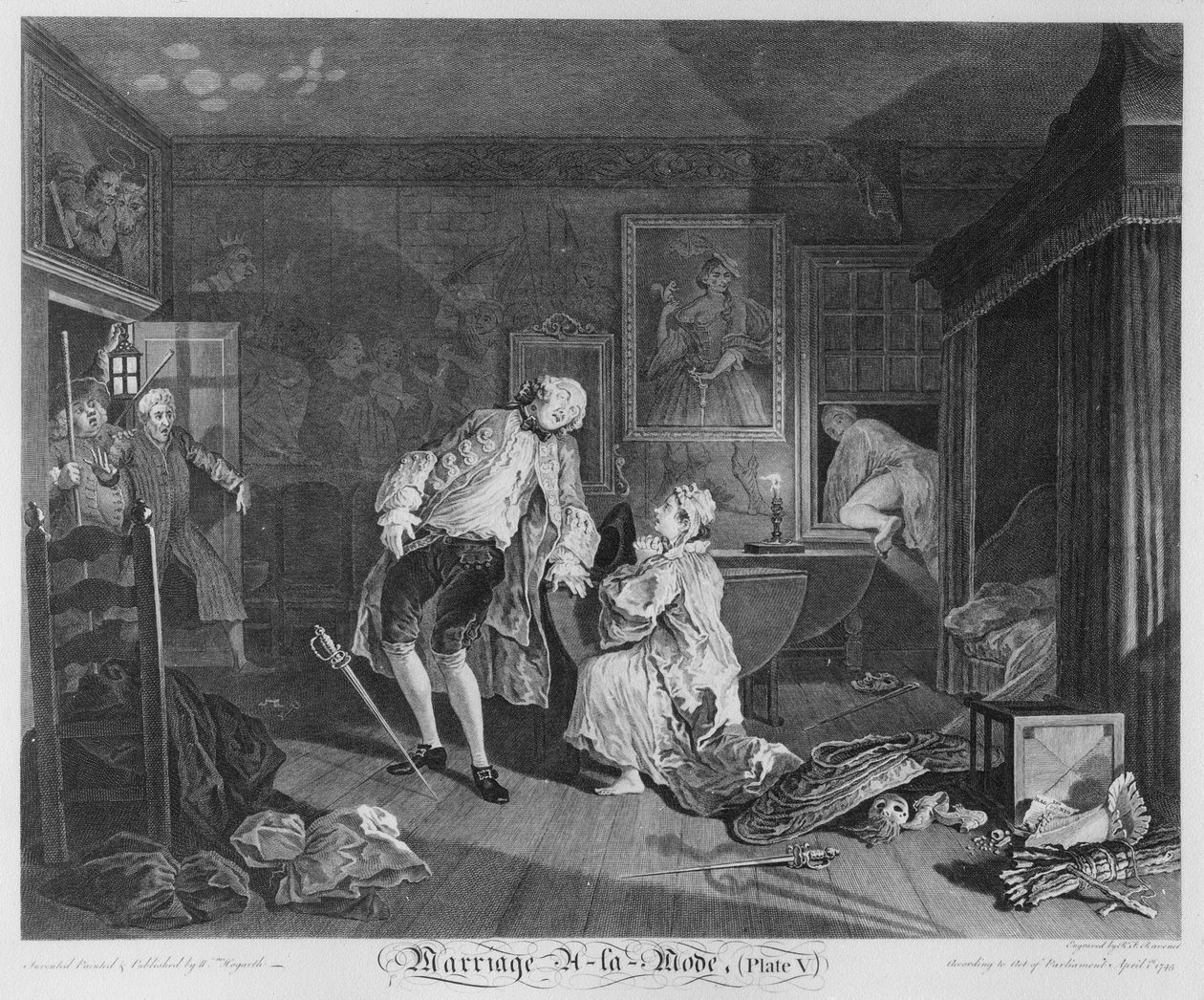 Małżeństwo a la Mode, Płyta V, Bagnio, 1745 autorstwa William Hogarth