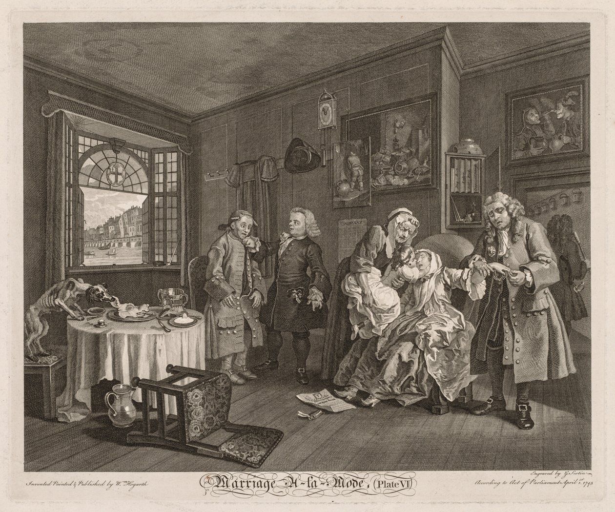 Małżeństwo à la Mode: Śmierć hrabiny, 1745. autorstwa William Hogarth