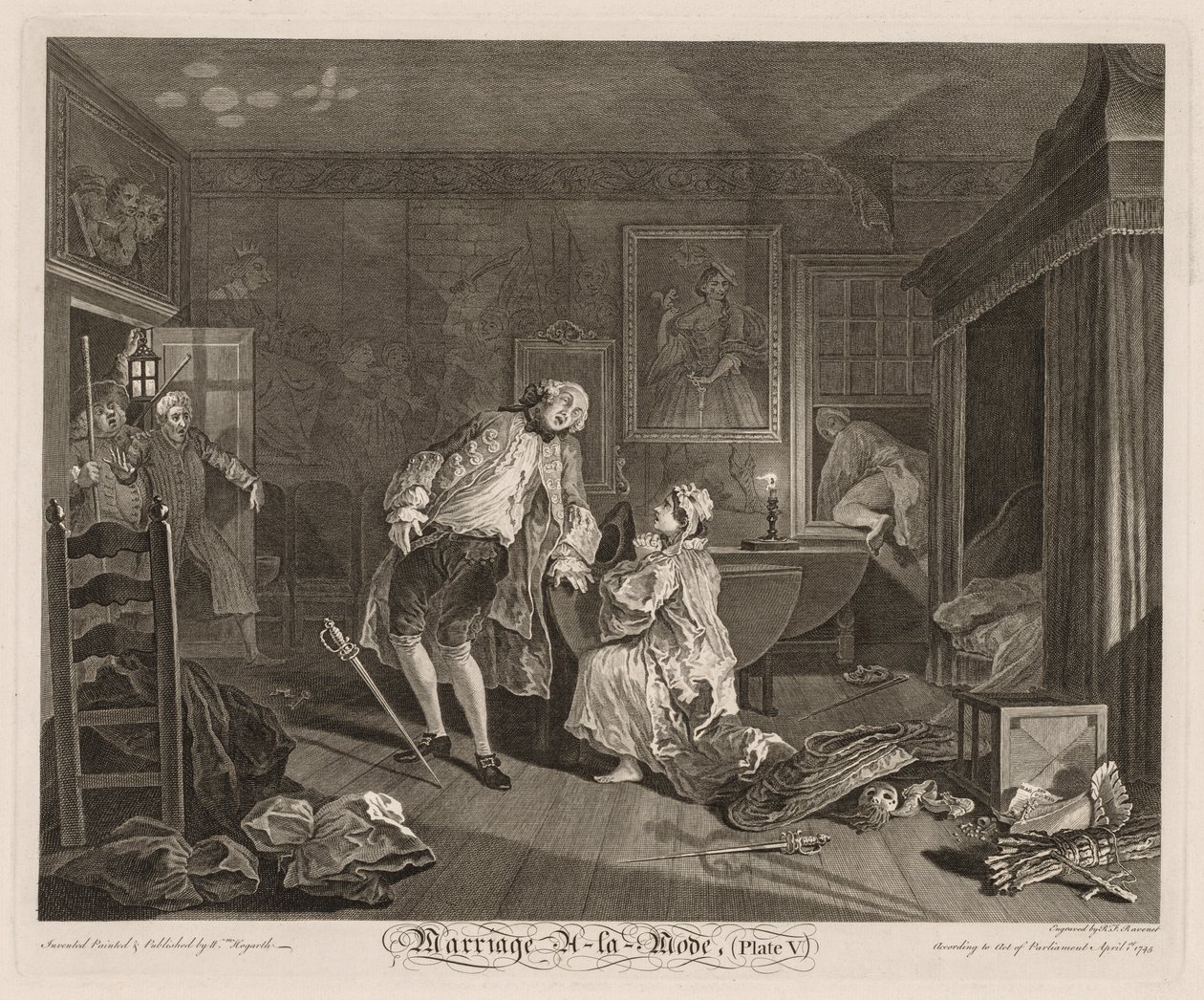 Małżeństwo à la Mode: Śmierć hrabiego autorstwa William Hogarth