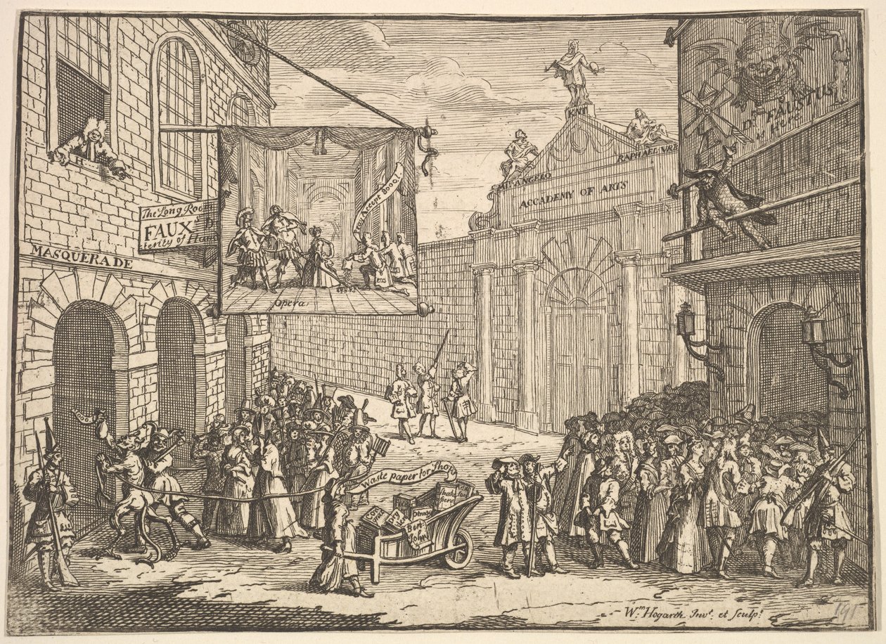 Maskarady i opery, 1724. autorstwa William Hogarth