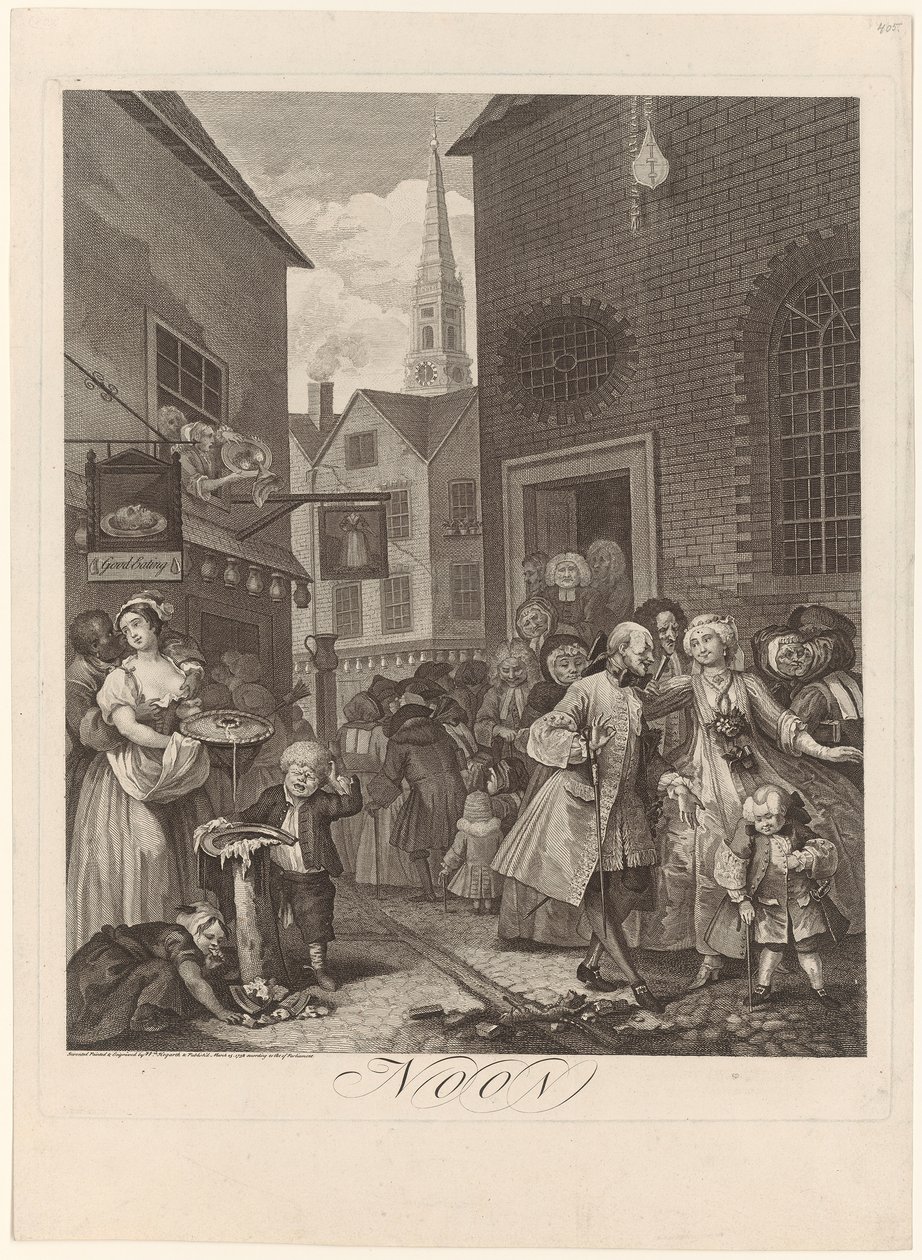 Południe, strona 2 odcinka „Cztery pory dnia” autorstwa William Hogarth