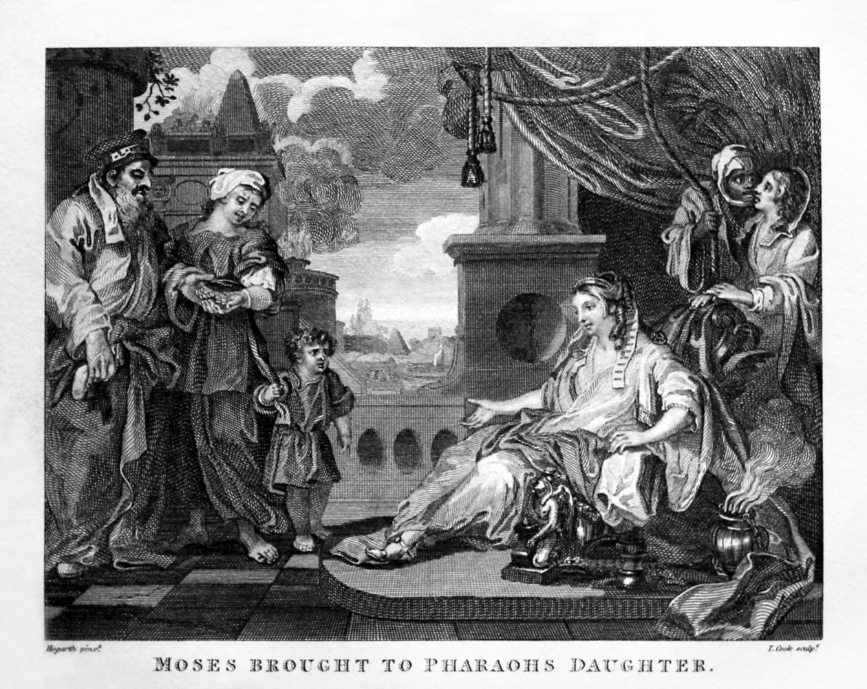Mojżesz przyprowadzony do córki faraona przez Williama Hogartha autorstwa William Hogarth