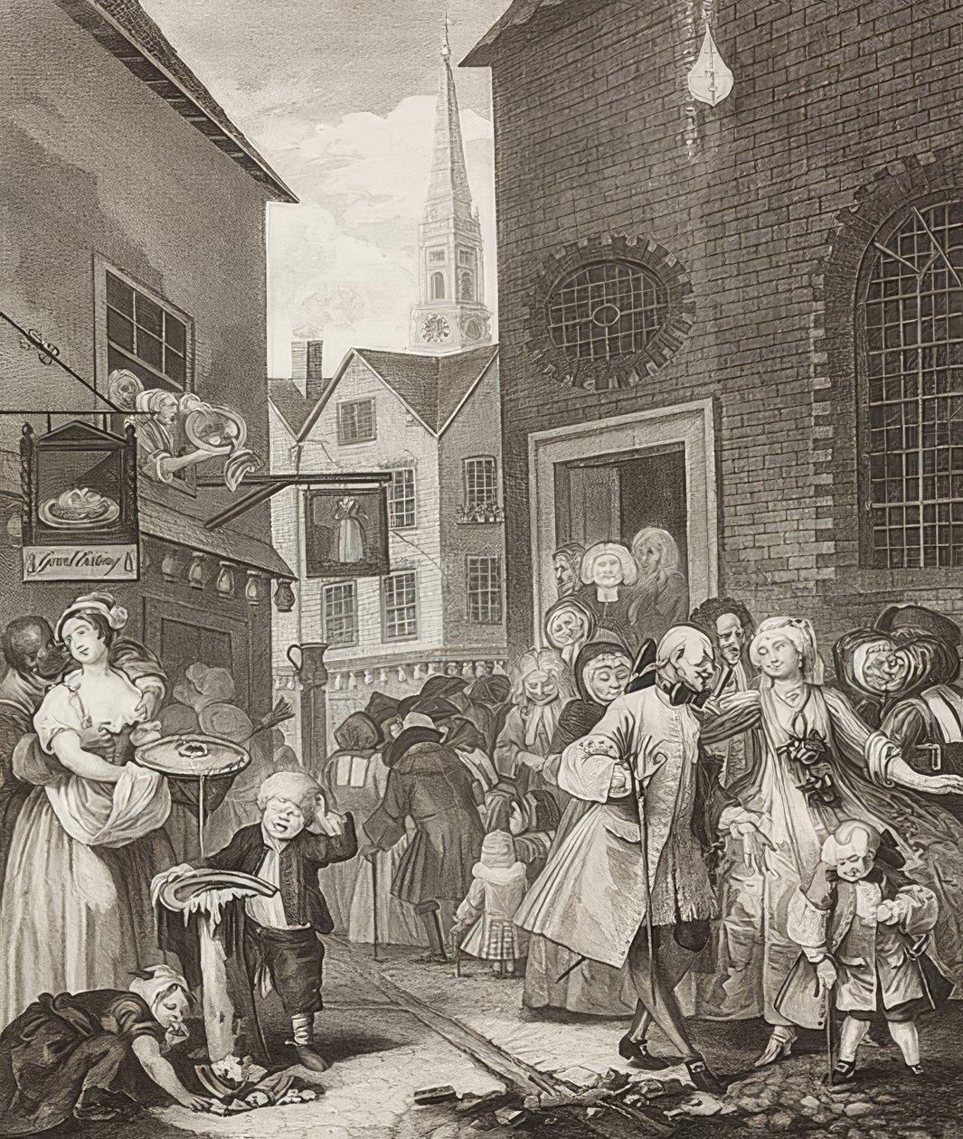 Południe/południe. Od: Cztery pory dnia / Cztery pory dnia. 1738 autorstwa William Hogarth