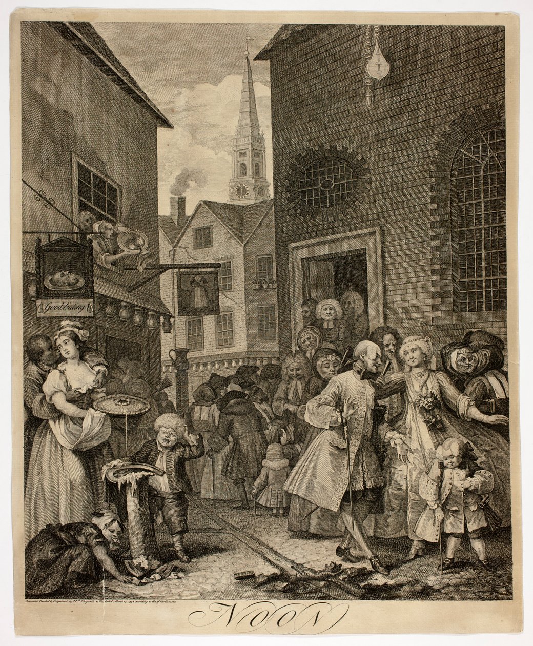 Południe, płyta druga z „Cztery pory dnia” autorstwa William Hogarth