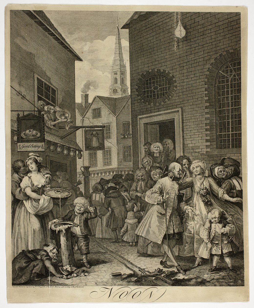 Południe, płyta druga z „Cztery pory dnia” autorstwa William Hogarth