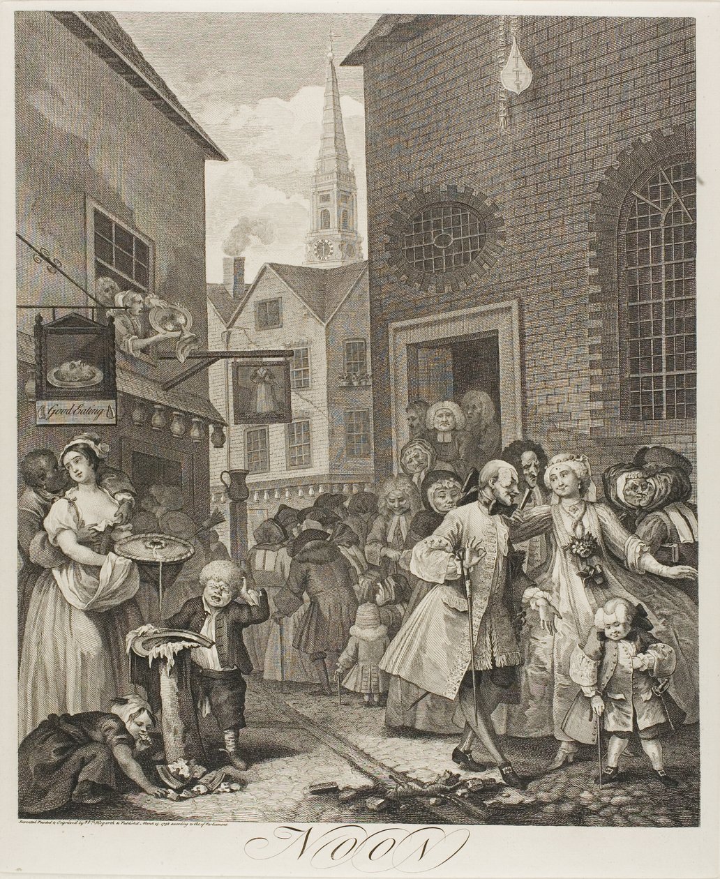 Południe, płyta druga z Cztery pory dnia autorstwa William Hogarth