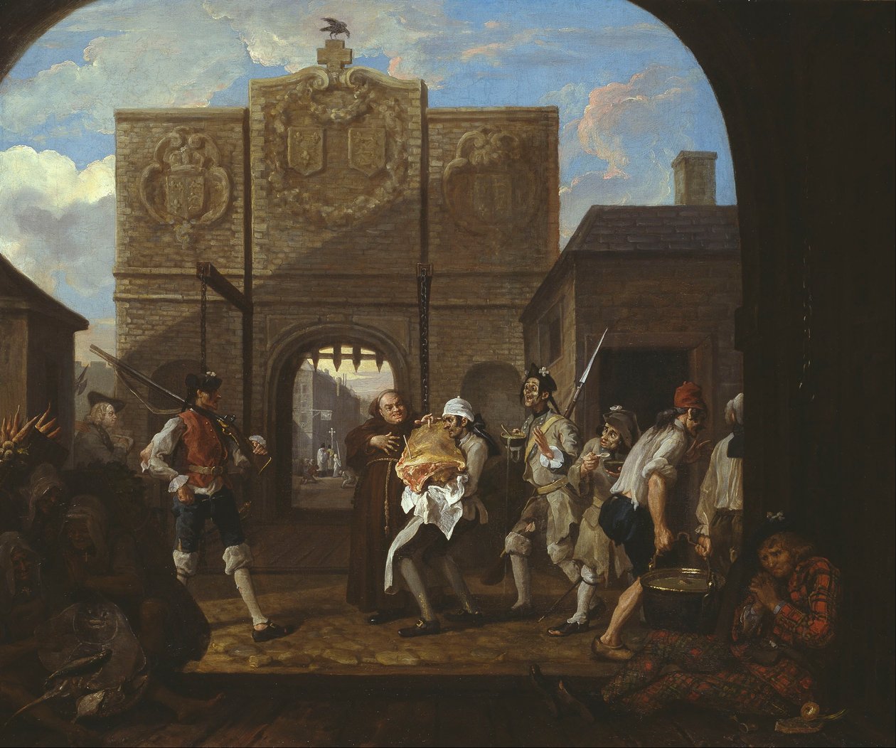 O rostbefie starej Anglii („Brama w Calais“) autorstwa William Hogarth