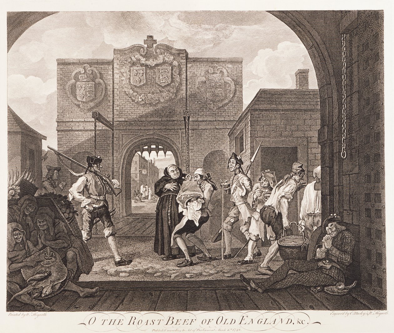„O pieczeń wołowa starej Anglii”, 1749 autorstwa William Hogarth