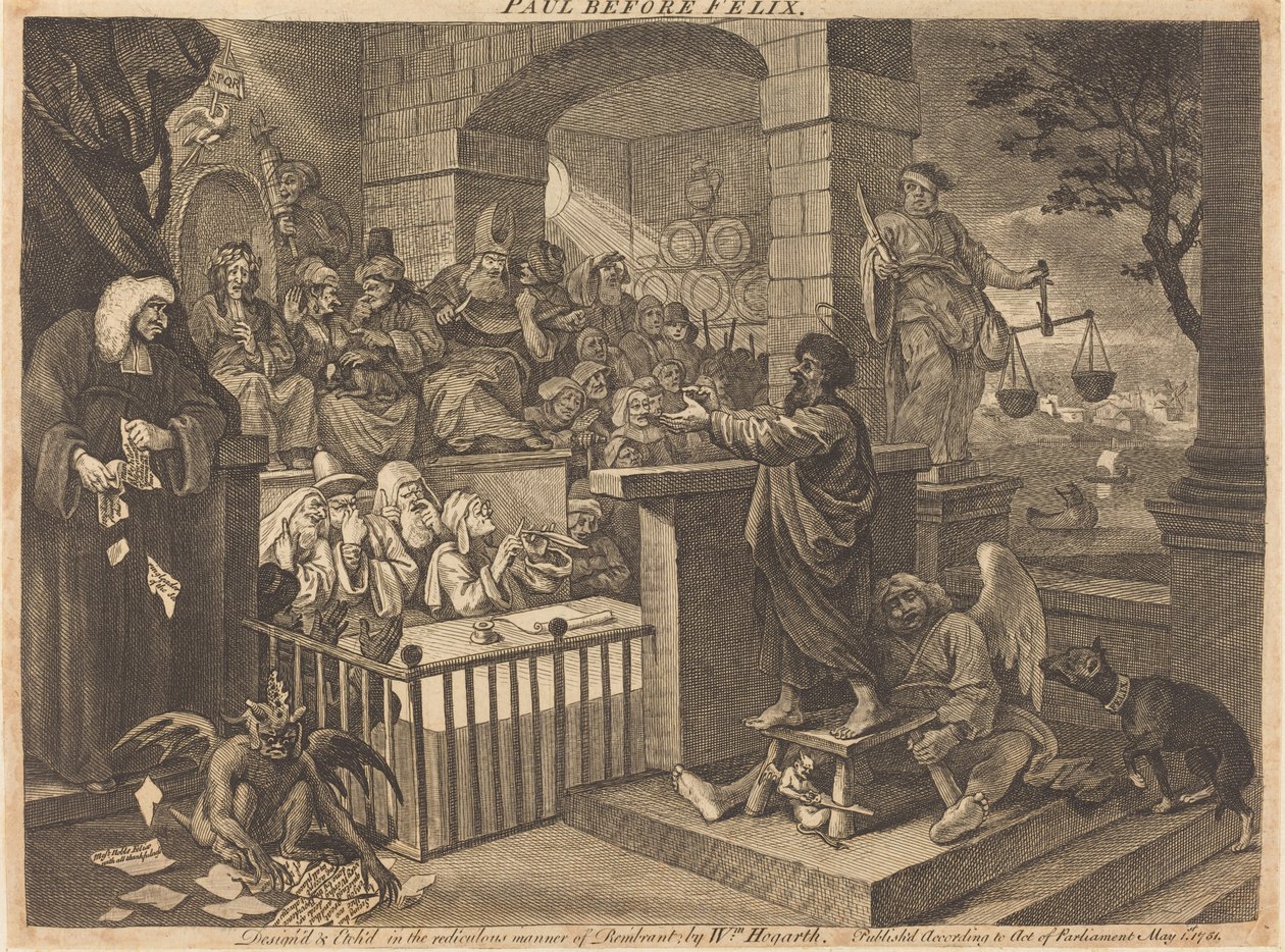 Paweł przed Feliksem Burlesqued autorstwa William Hogarth