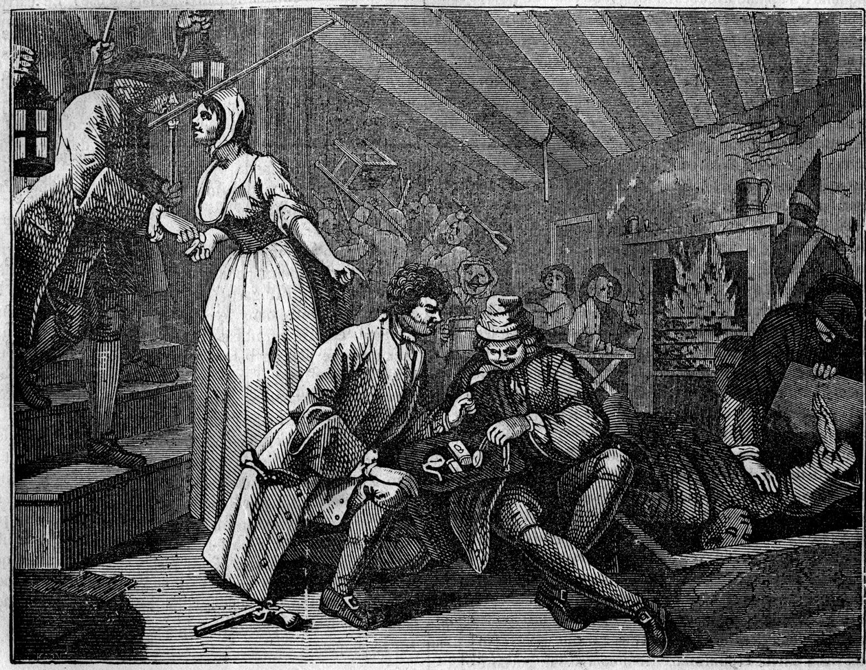 Talerz zaczerpnięty z serii 12 rycin Williama Hogartha (1697-1764), brytyjskiego ilustratora, zatytułowanego „Przemysł i bezczynność”, „Zele i lenistwo”” opowiadającego o karierach dwóch uczniów: Thomasa Idle