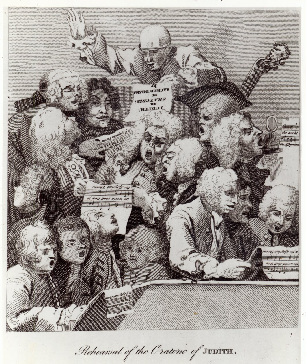 Próba Oratorium Judyty, 1734 autorstwa William Hogarth