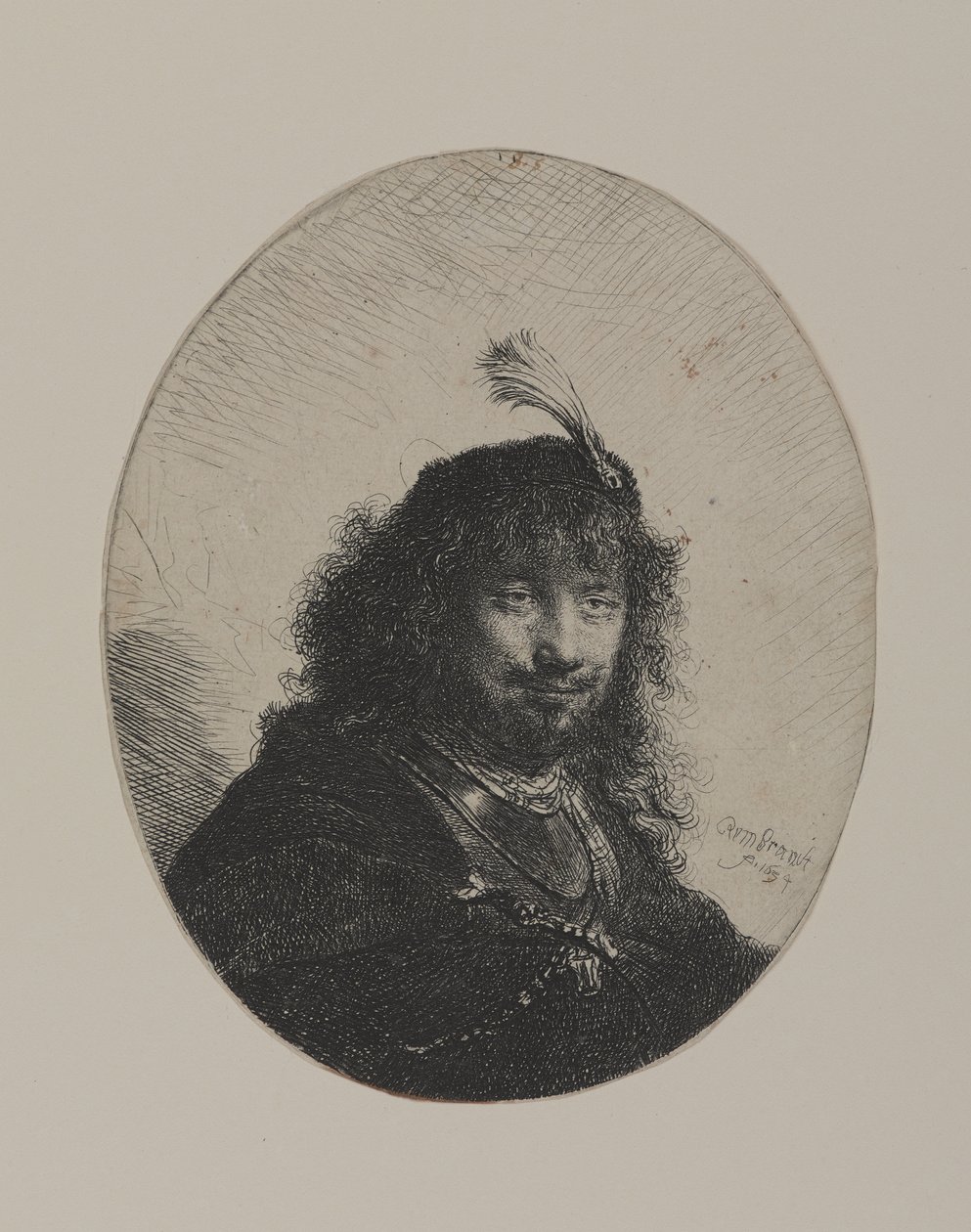 Rembrandt z czapką z piórkiem i opuszczoną szablą autorstwa William Hogarth