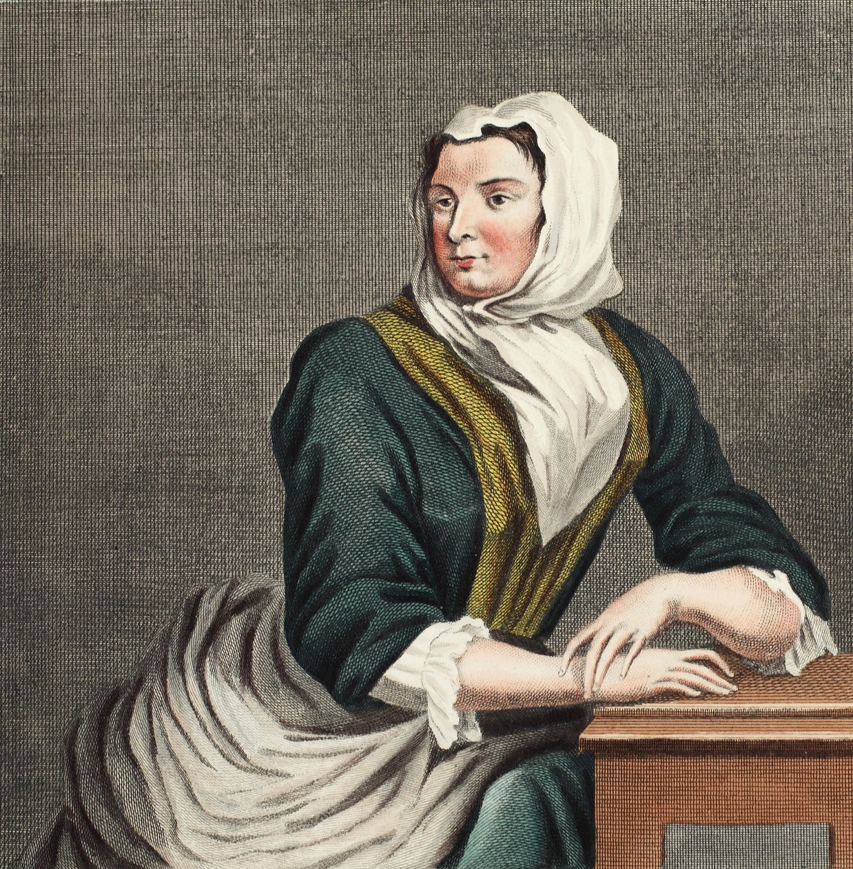 Sarah Malcolm w więzieniu Newgate, ilustracja z „Hogarth Restored: The Whole Works of the słynny William Hogarth, ponownie grawerowane przez Thomasa Cooka”, wyd. 1812 (rycina ręcznie kolorowana) autorstwa William Hogarth