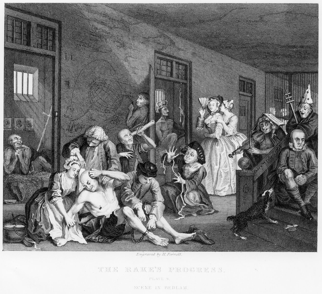 Scena w Bedlam, płyta VIII, z A Rake