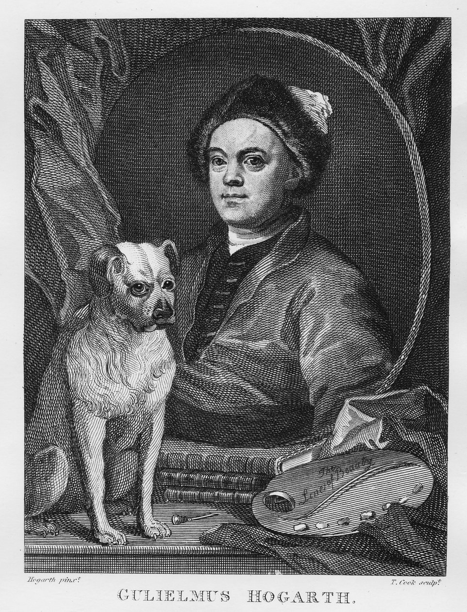 Autoportret, grawerowany przez T. Cooka, 1809 autorstwa William Hogarth