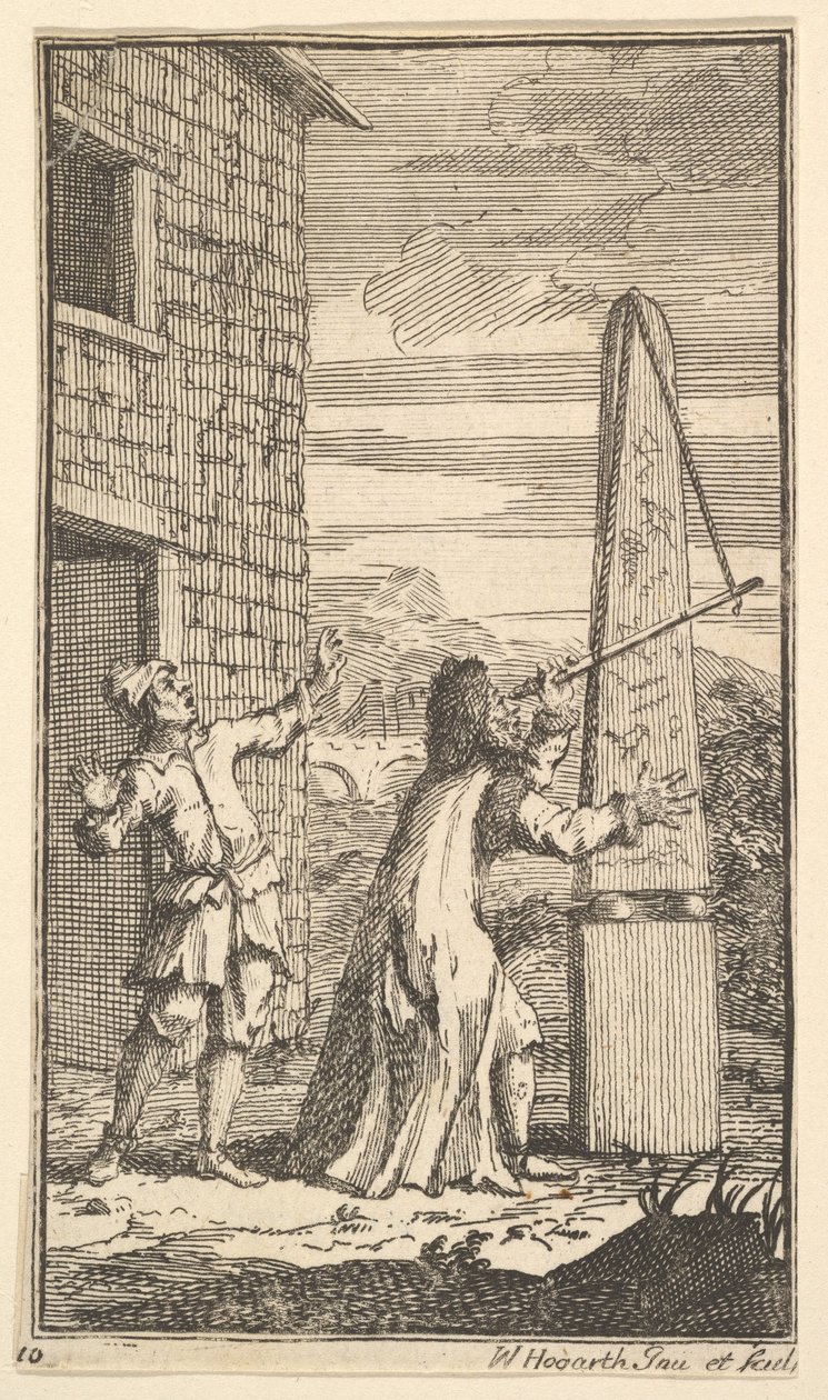 Sidrophel badający latawiec przez swój teleskop Siedemnaście małych ilustracji do S..., 1721-26. autorstwa William Hogarth
