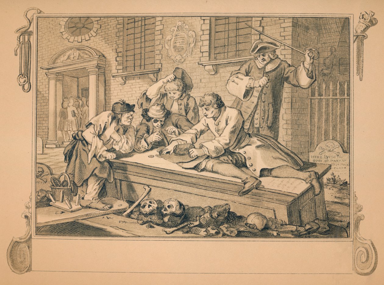 Szkic dla przemysłu i bezczynności — płyta III, 1747 autorstwa William Hogarth