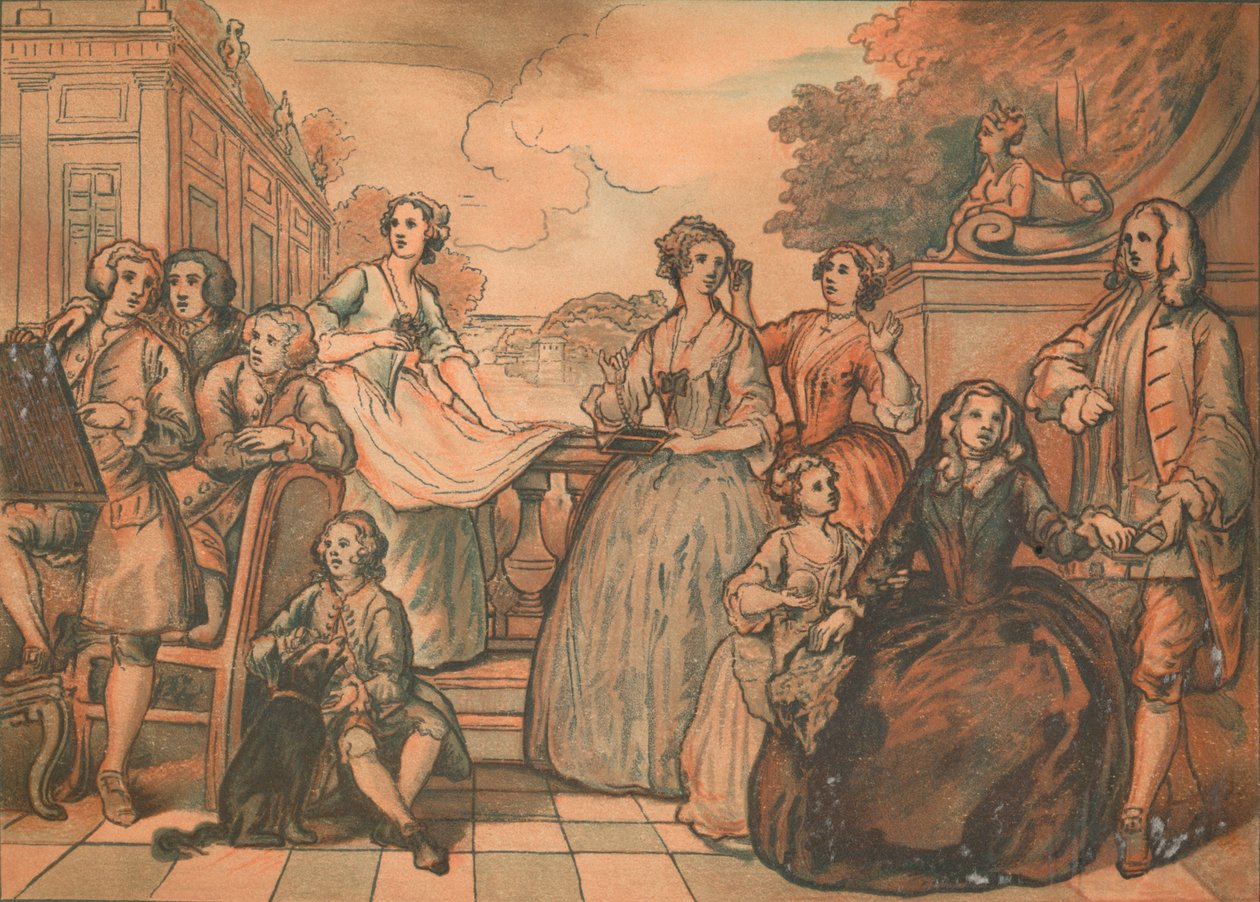 Szkic do konwersacji rodziny Jonesów, 1730 autorstwa William Hogarth