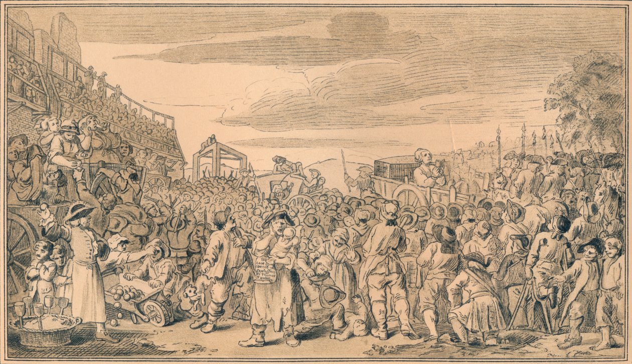 Szkic do płyty XI Przemysłu i bezczynności, 1747 autorstwa William Hogarth