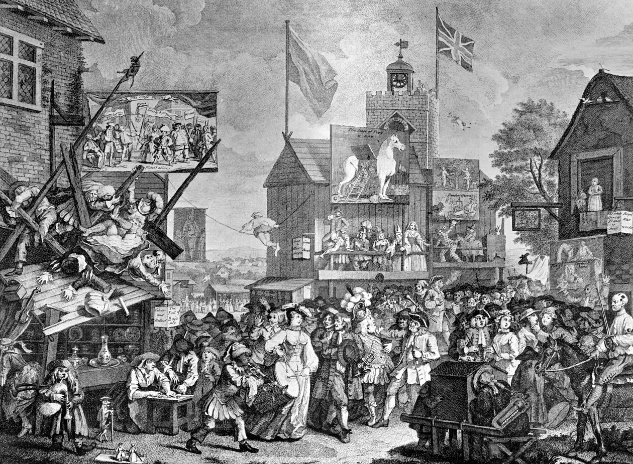 Targi w Southwark, 1733. autorstwa William Hogarth