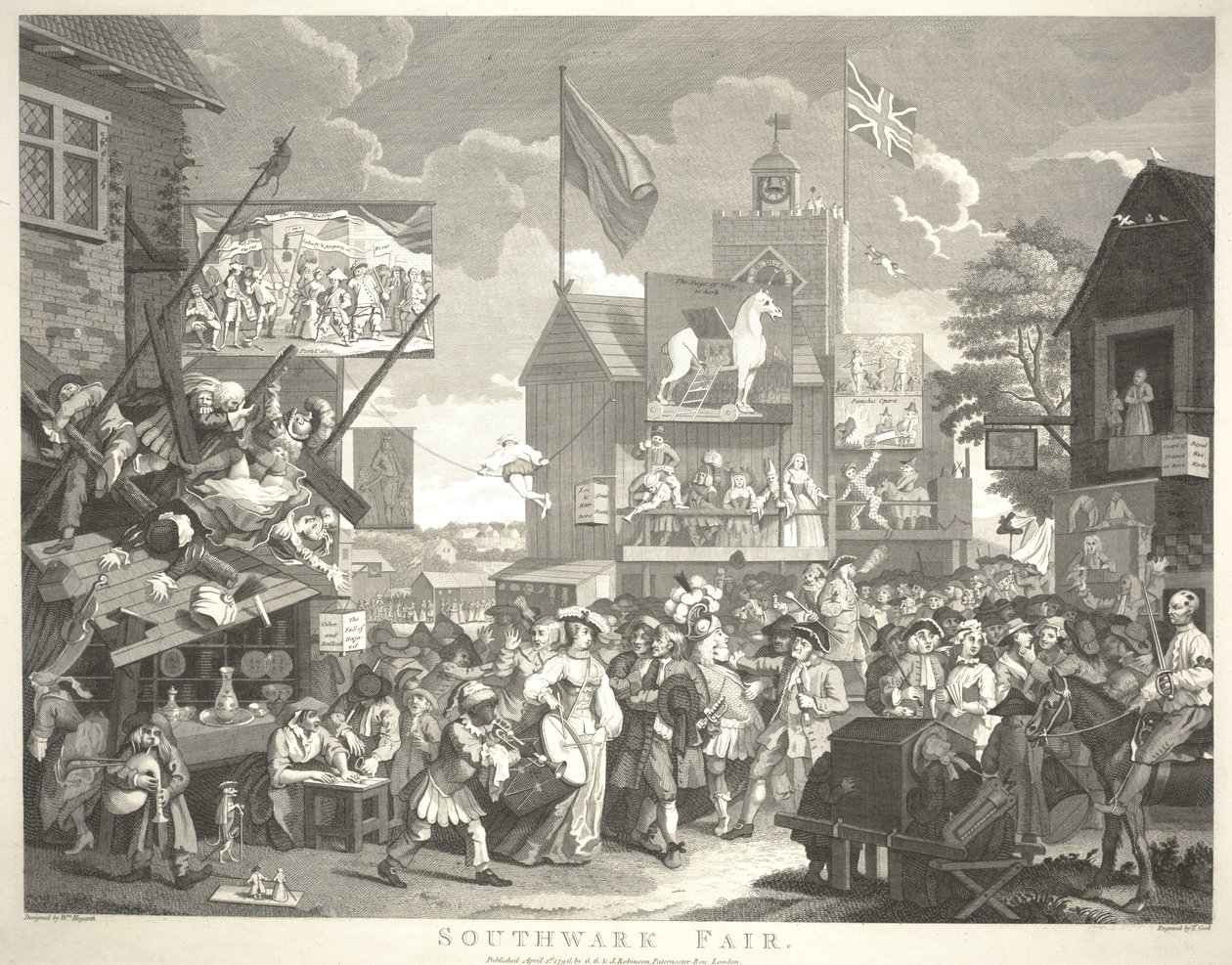 Targi w Southwark, grawerowane przez Thomasa Cooka (1744-1818) autorstwa William Hogarth