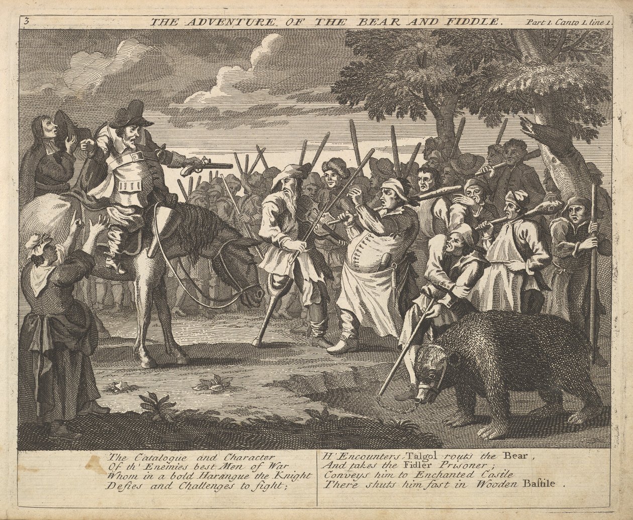 Przygoda niedźwiedzia i skrzypce Płyta 3: Ilustracje do Samuela Butlersa..., 1725-30 . autorstwa William Hogarth