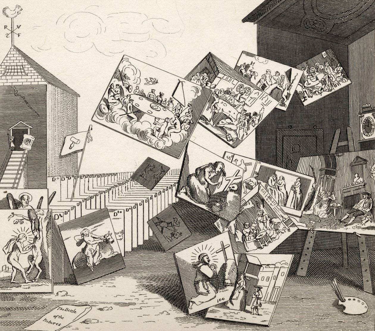 Bitwa pod Obrazami, z "Dzieł Hogartha", opublikowanych w 1833 r. autorstwa William Hogarth