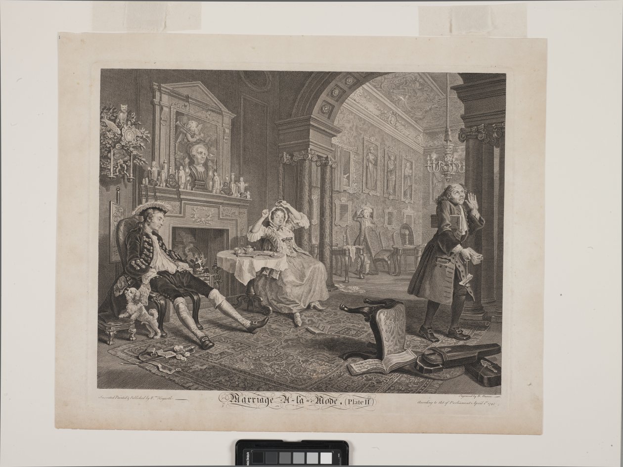 Scena śniadaniowa: tryb Małżeństwo À La, płyta 2 (ektynowanie i grawerowanie) autorstwa William Hogarth