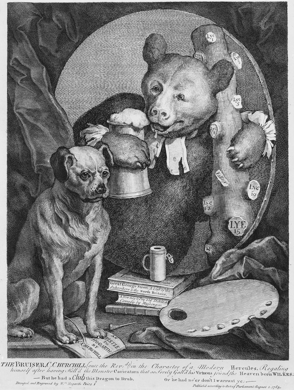 Bruiser Charles Churchill, niegdyś wielebny, w postaci rosyjskiego Herkulesa, 1763 autorstwa William Hogarth