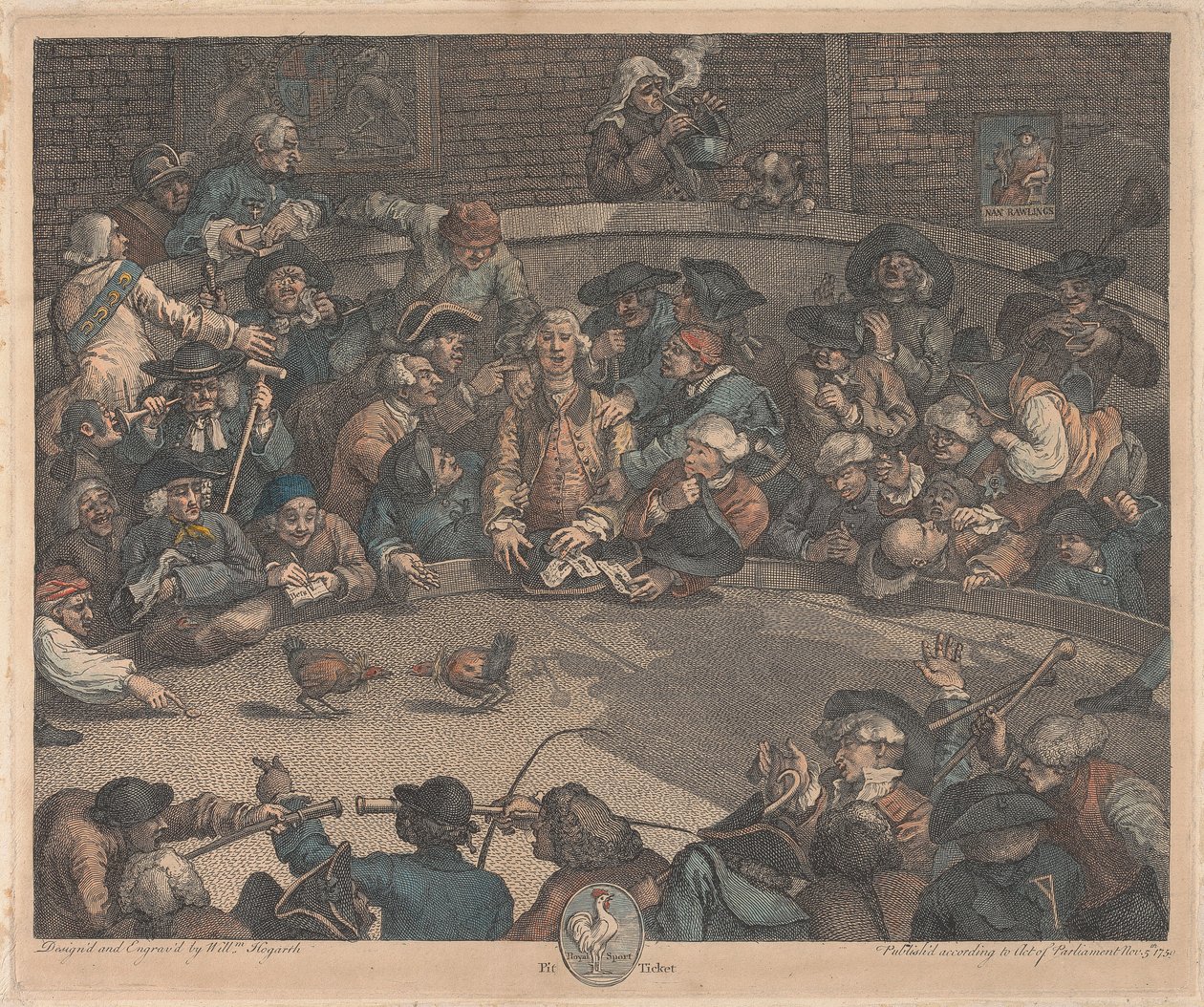 Arena walk kogutów autorstwa William Hogarth