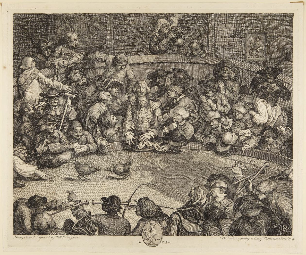 Arena walk kogutów autorstwa William Hogarth