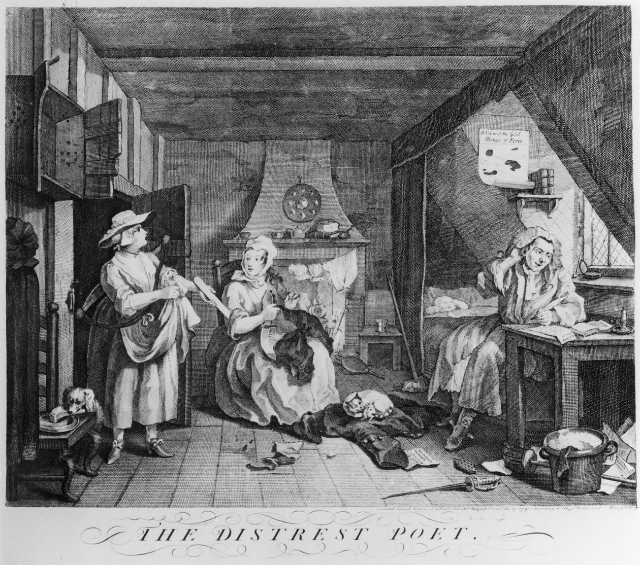 Przygnębiony poeta, 1740 autorstwa William Hogarth