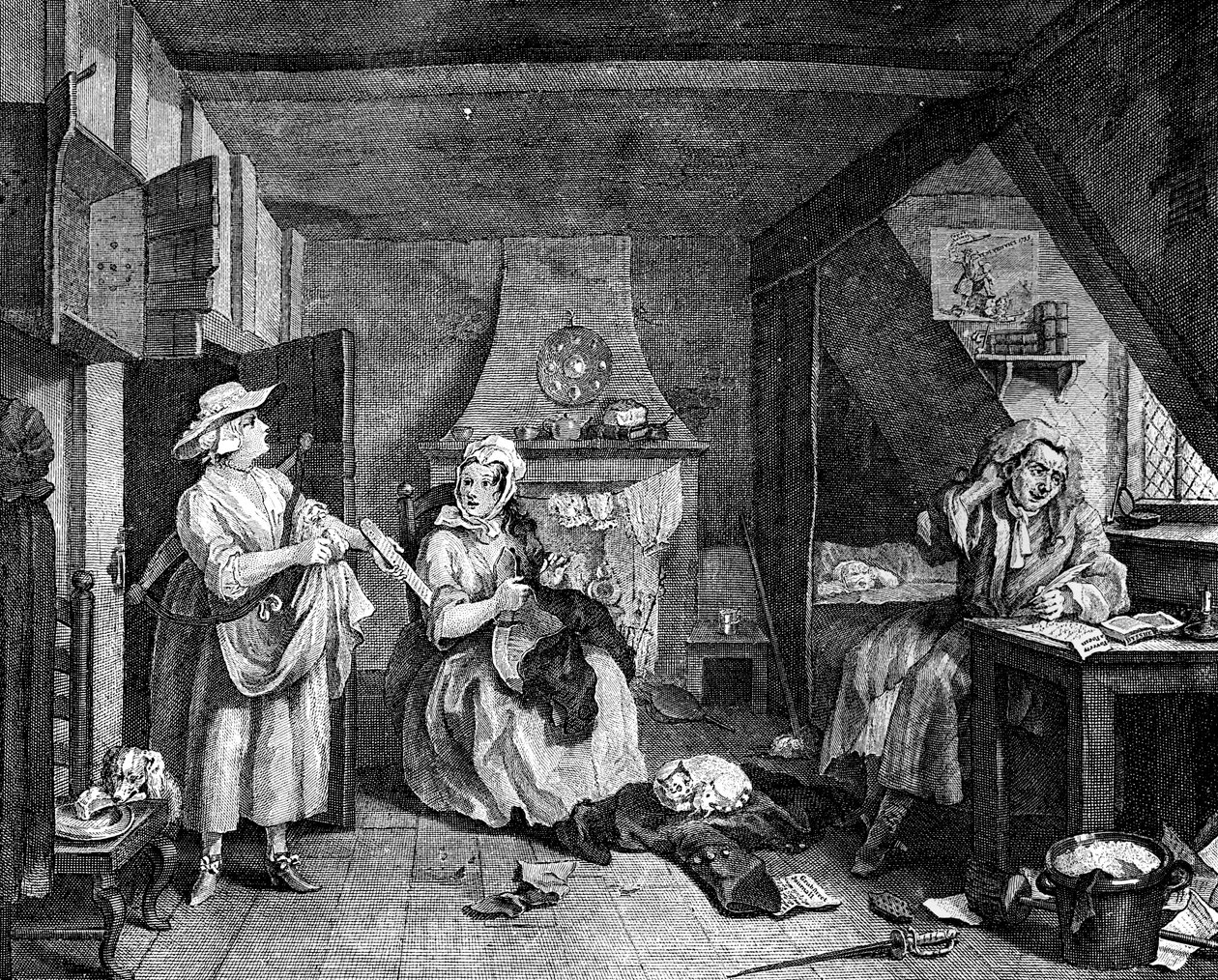 Niepokój poeta, 1740 autorstwa William Hogarth