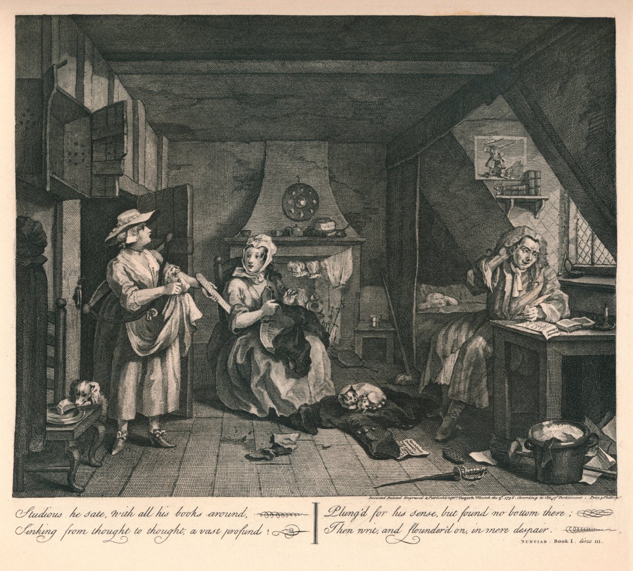 Niepewny poeta, 1740. autorstwa William Hogarth