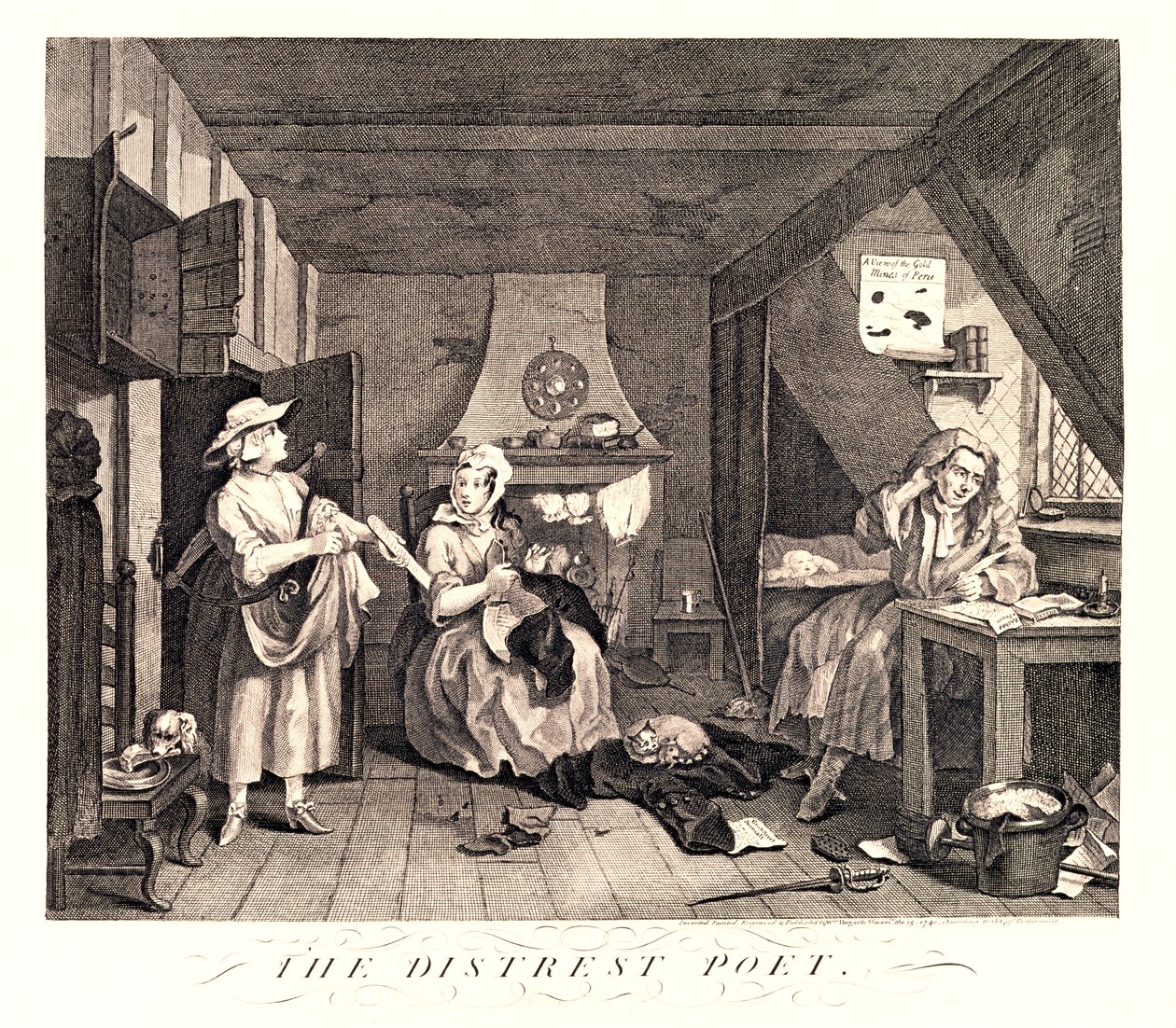 Niepokój poeta, 1741 autorstwa William Hogarth