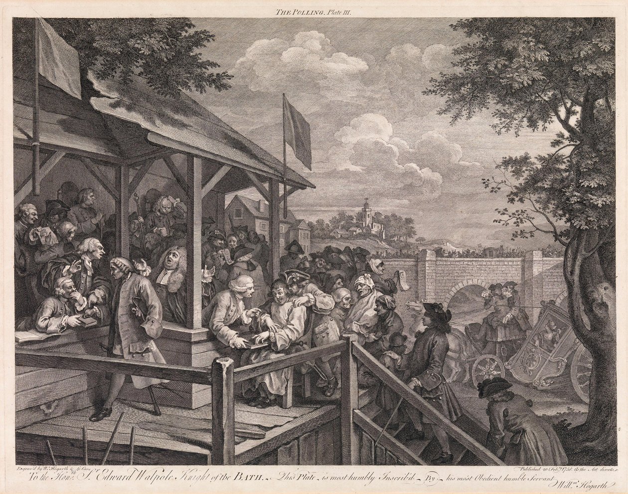 Wybory, plansza 3: „Głosowanie” autorstwa William Hogarth