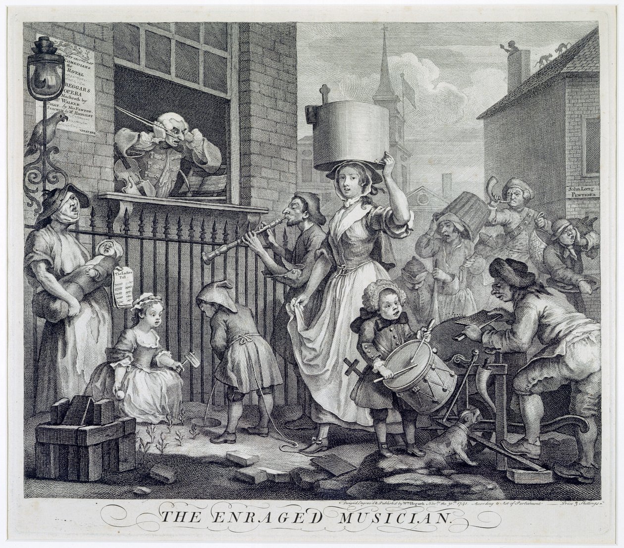 Rozwścieczony muzyk, 1741 autorstwa William Hogarth