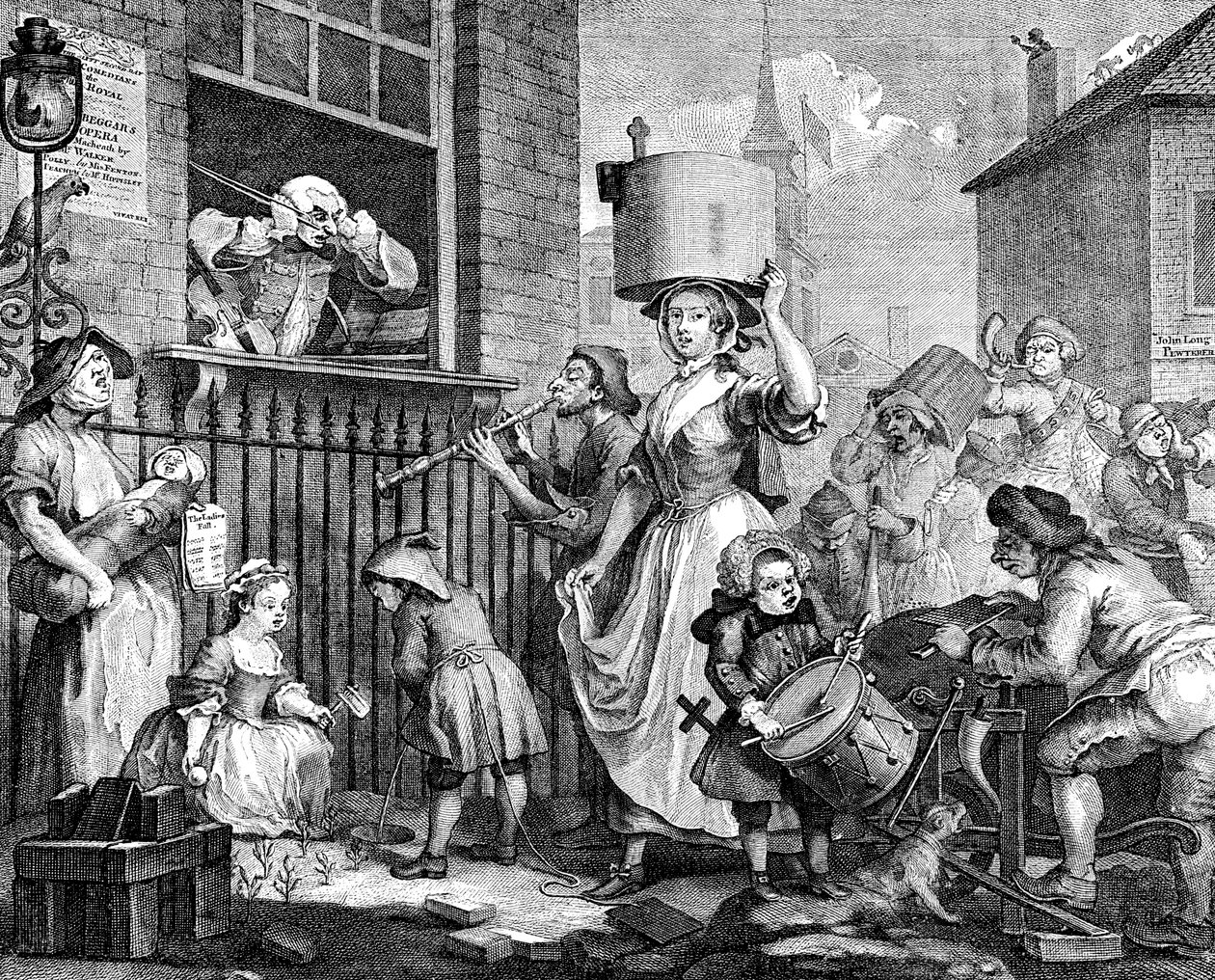 Rozwścieczony muzyk, 1741 autorstwa William Hogarth
