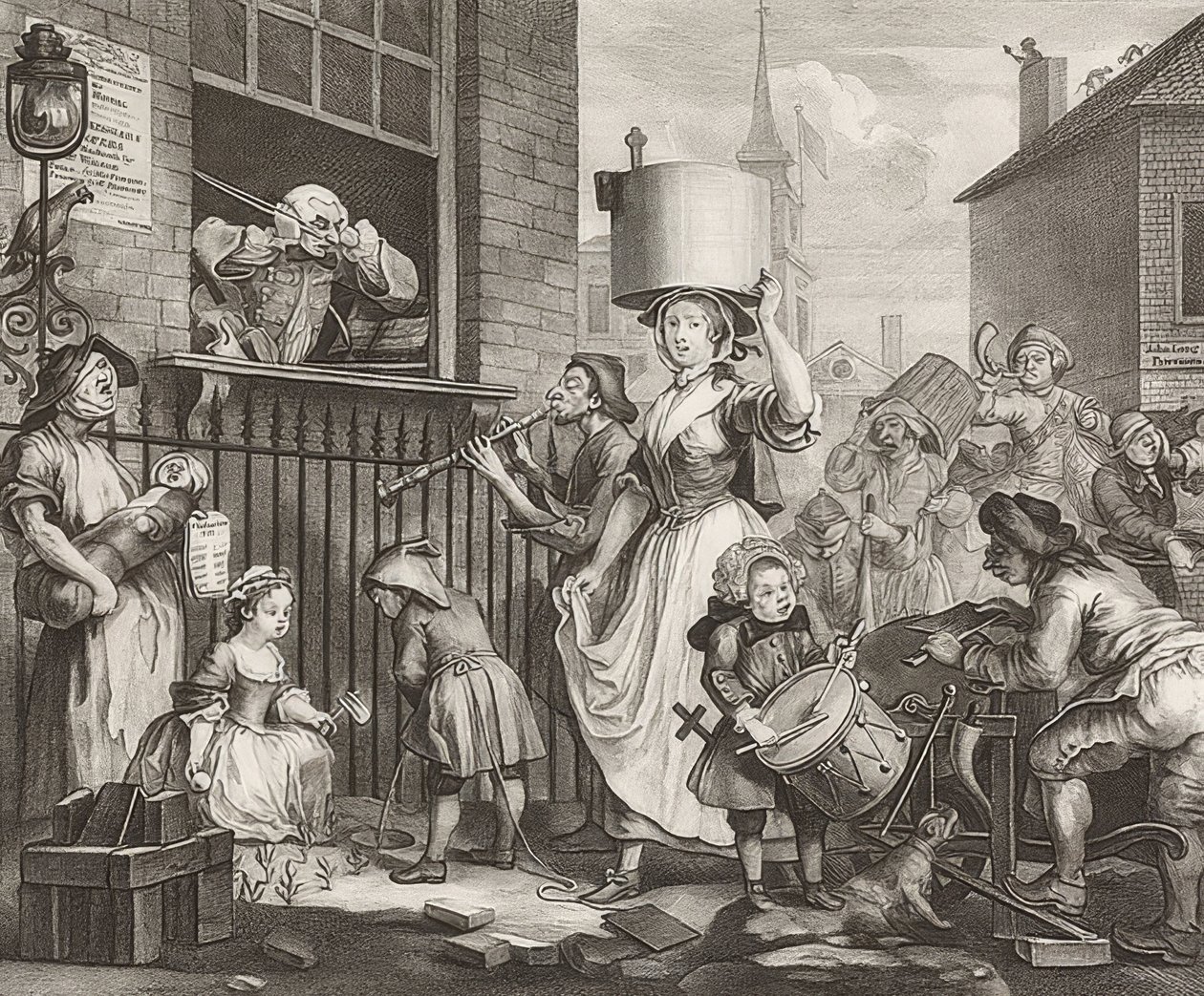 Wściekły muzyk. 1741 autorstwa William Hogarth