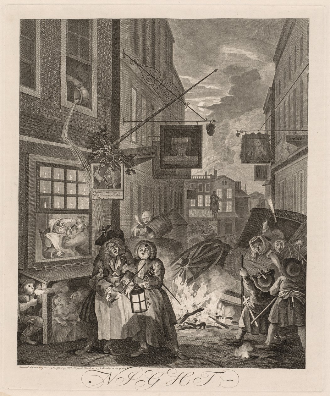 Cztery pory dnia: noc autorstwa William Hogarth