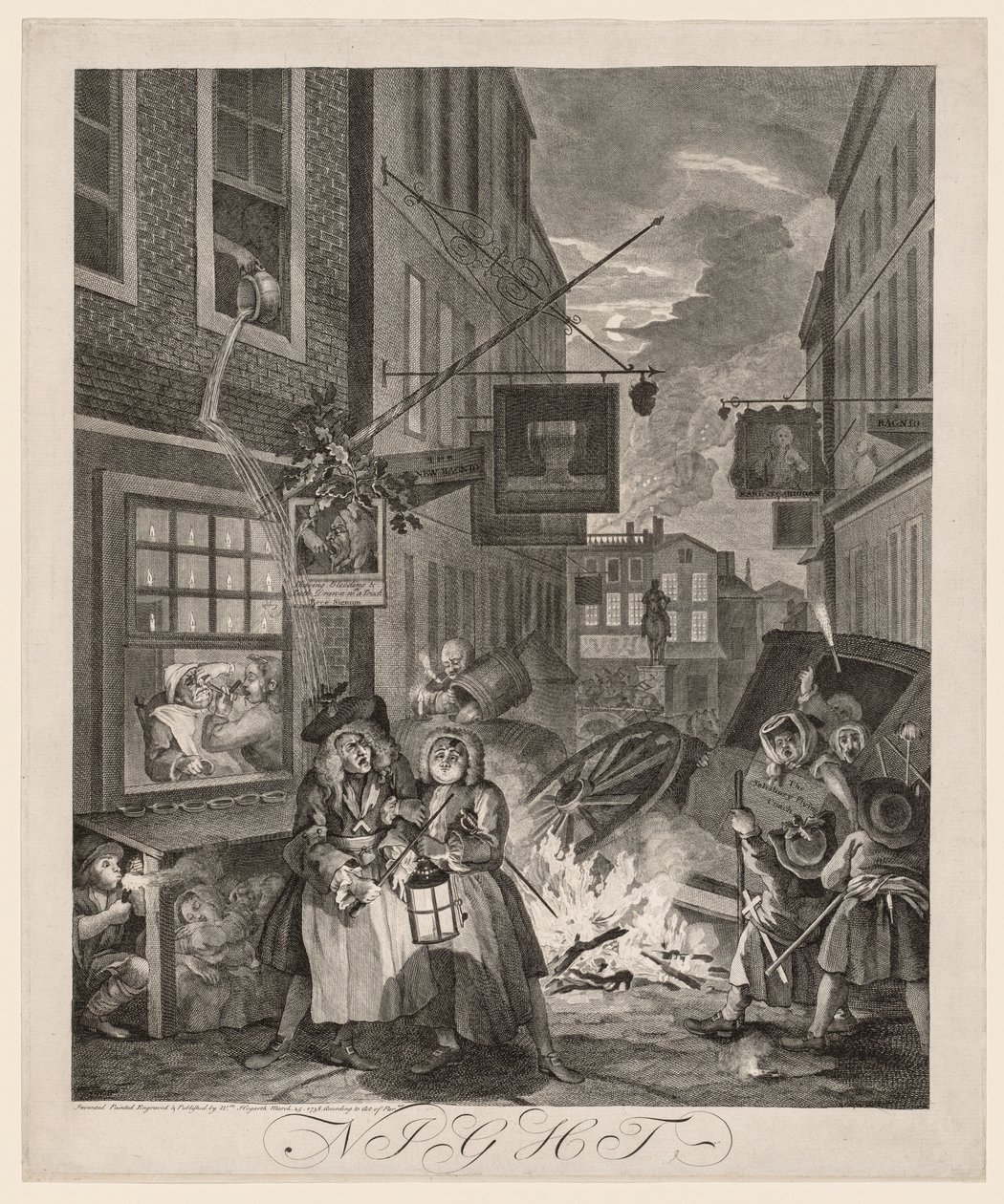 Cztery pory dnia: noc autorstwa William Hogarth