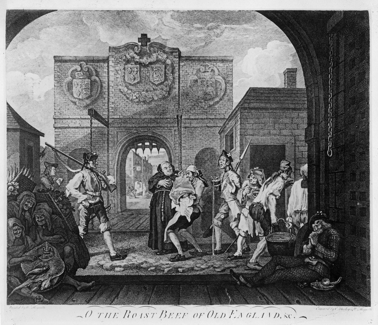 Brama Calais, czyli pieczeń wołowa starej Anglii autorstwa William Hogarth