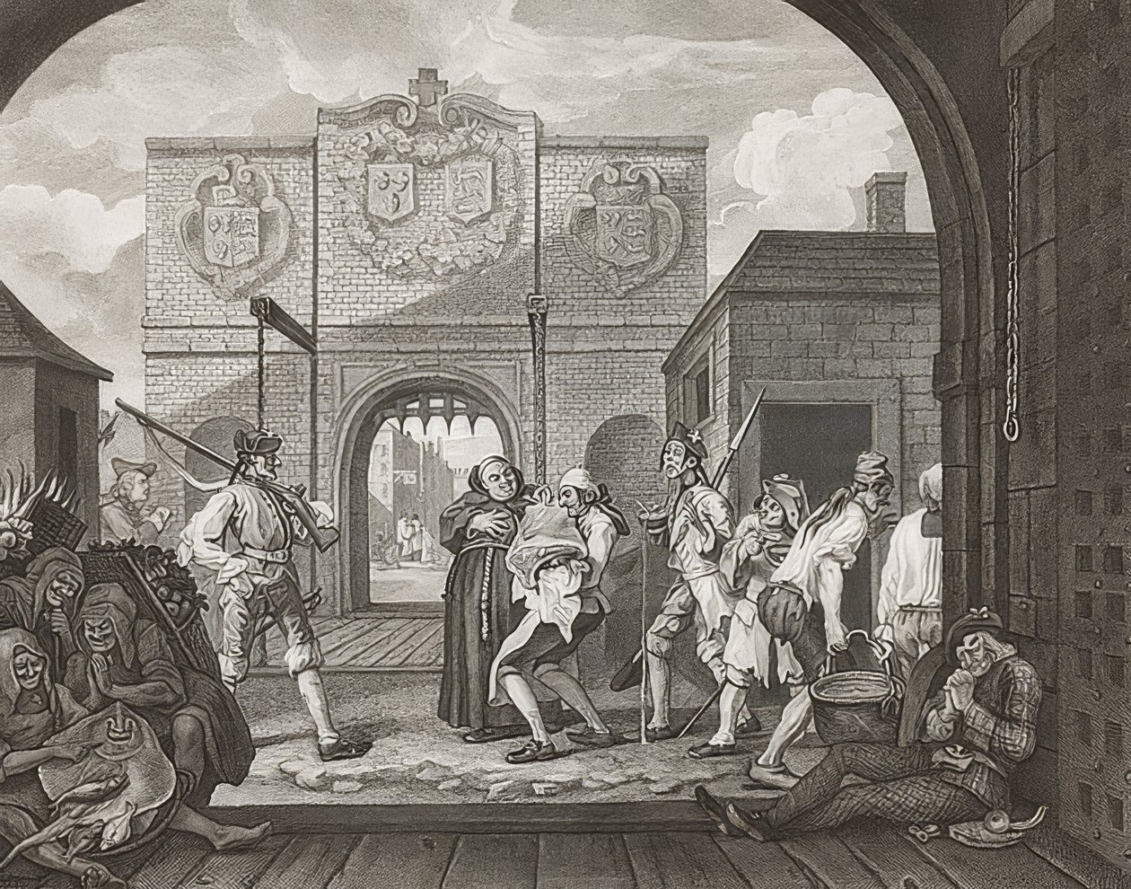 Brama Calais lub O pieczeń wołowa ze Starej Anglii, lub Och, pieczeń wołowa ze Starej Anglii. 1749 autorstwa William Hogarth