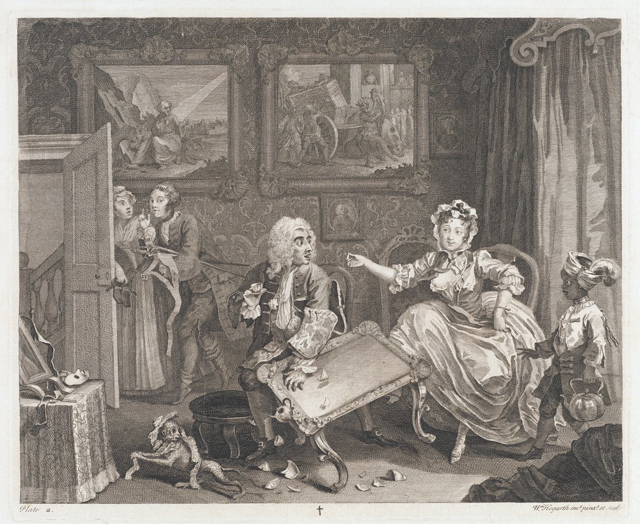 Nierządnica znajduje obrońcę, zaprojektowana 1732, druk 1744 (akwaforta i grawerowanie) autorstwa William Hogarth