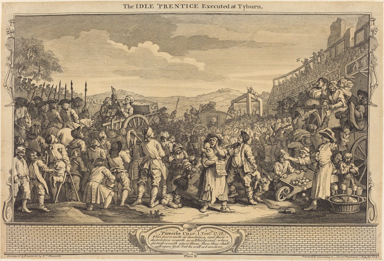 Bezczynny „Uczeń stracony w Tyburn” autorstwa William Hogarth