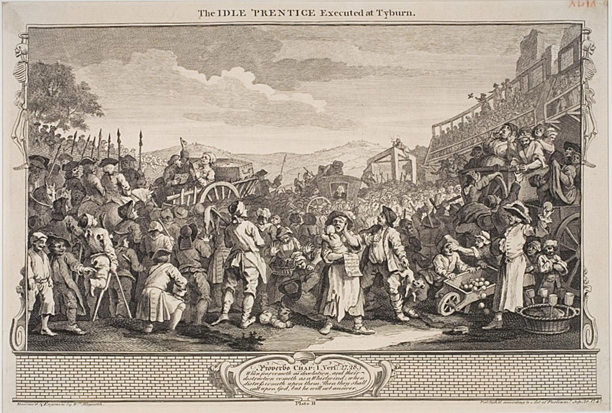 Bezczynny „Uczeń stracony w Tyburn” autorstwa William Hogarth