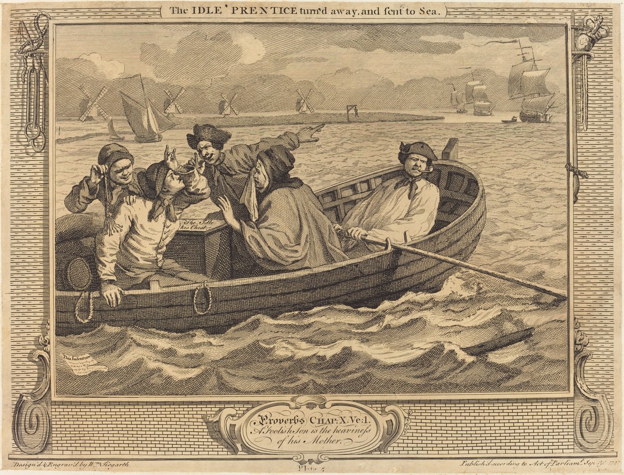 Bezczynny „Prentice odwrócił się i wysłany na Morze” autorstwa William Hogarth