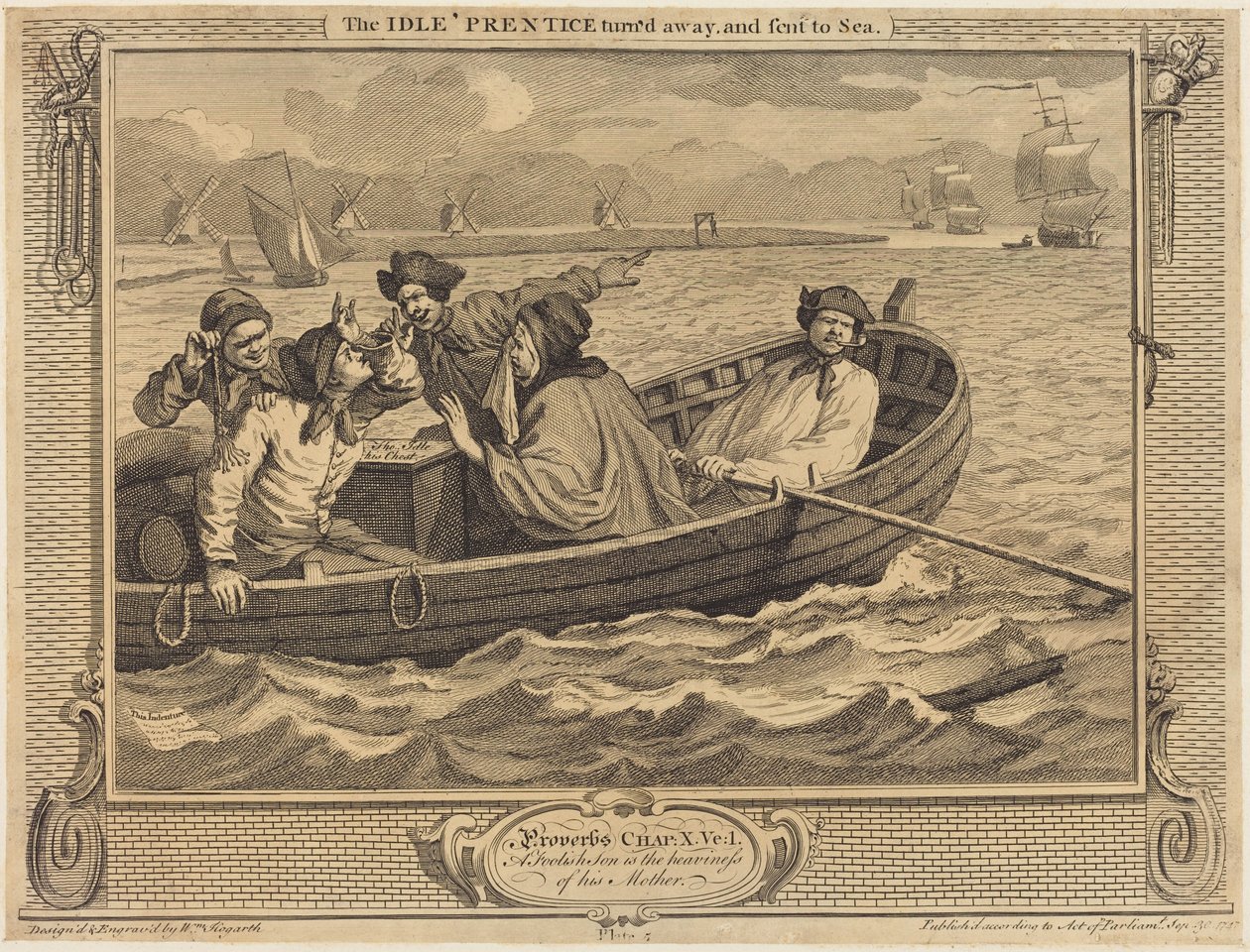 Leniwy uczeń zostaje odprawiony i wysłany na morze autorstwa William Hogarth