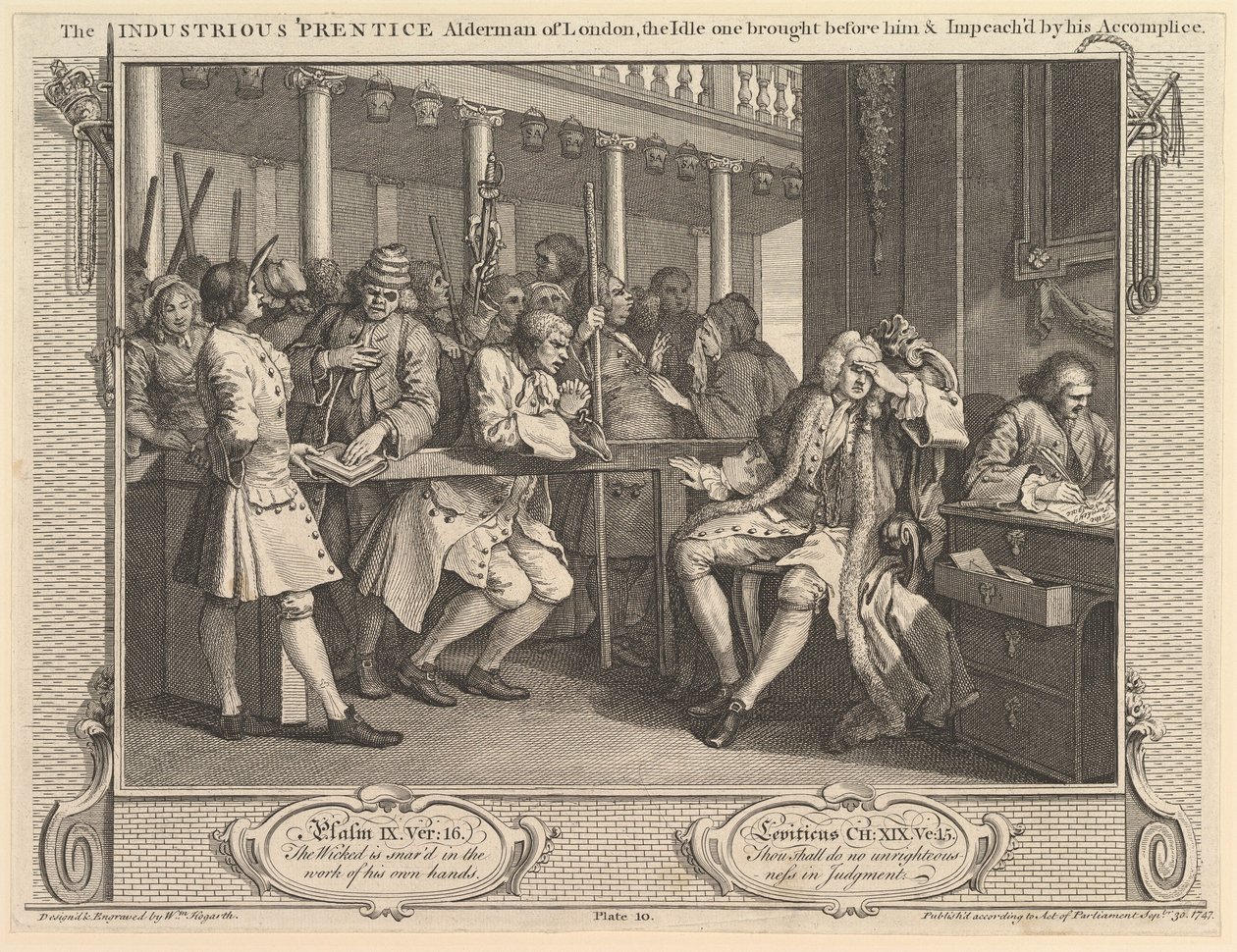 Pracowity starosta radny Londynu, bezczynny przyniesiony przed hi..., 30 września 1747 r. autorstwa William Hogarth